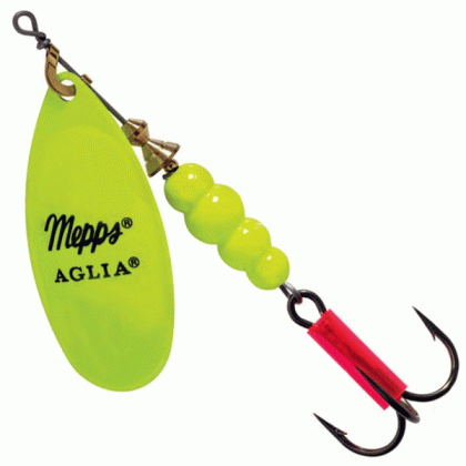 Блесна вращающаяся Mepps Aglia Fluo Chartreuse, описание и фото